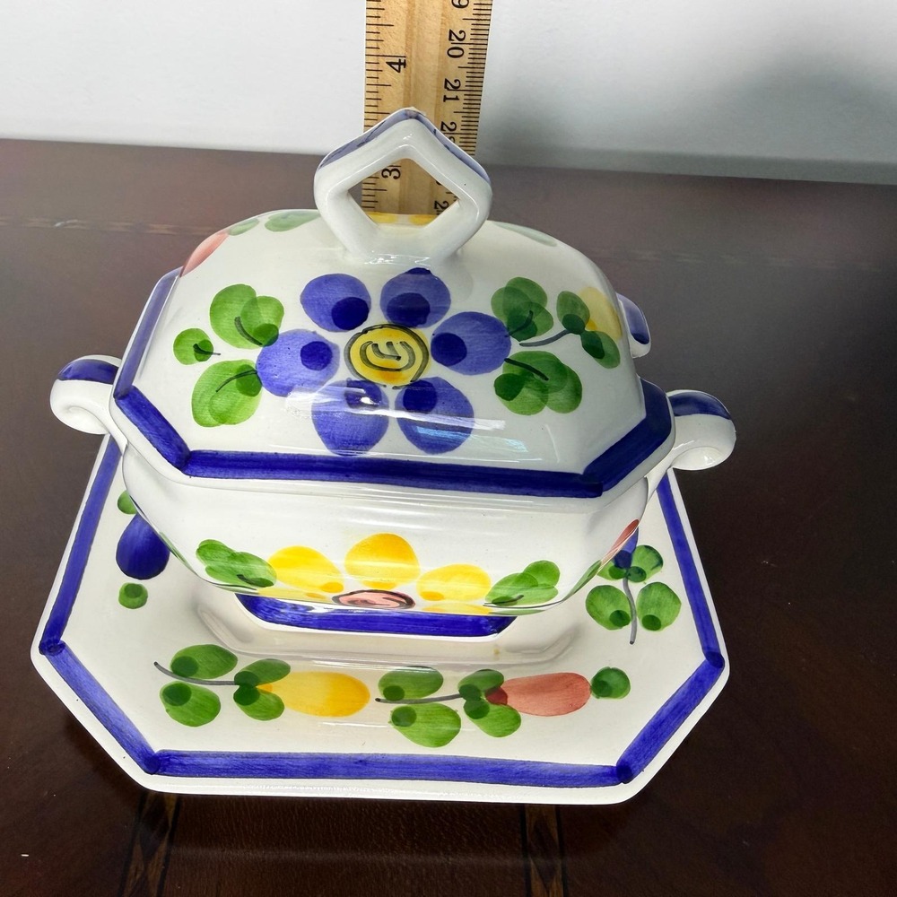 Vintage Portuguese Floral Ceramic Covered Dish Tray Jay Willfred Andrea by Sadek - Picture 11 of 12
